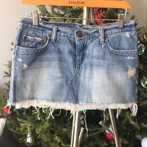 Abercrombie & Fitch Lace Distressed Denim Skirt